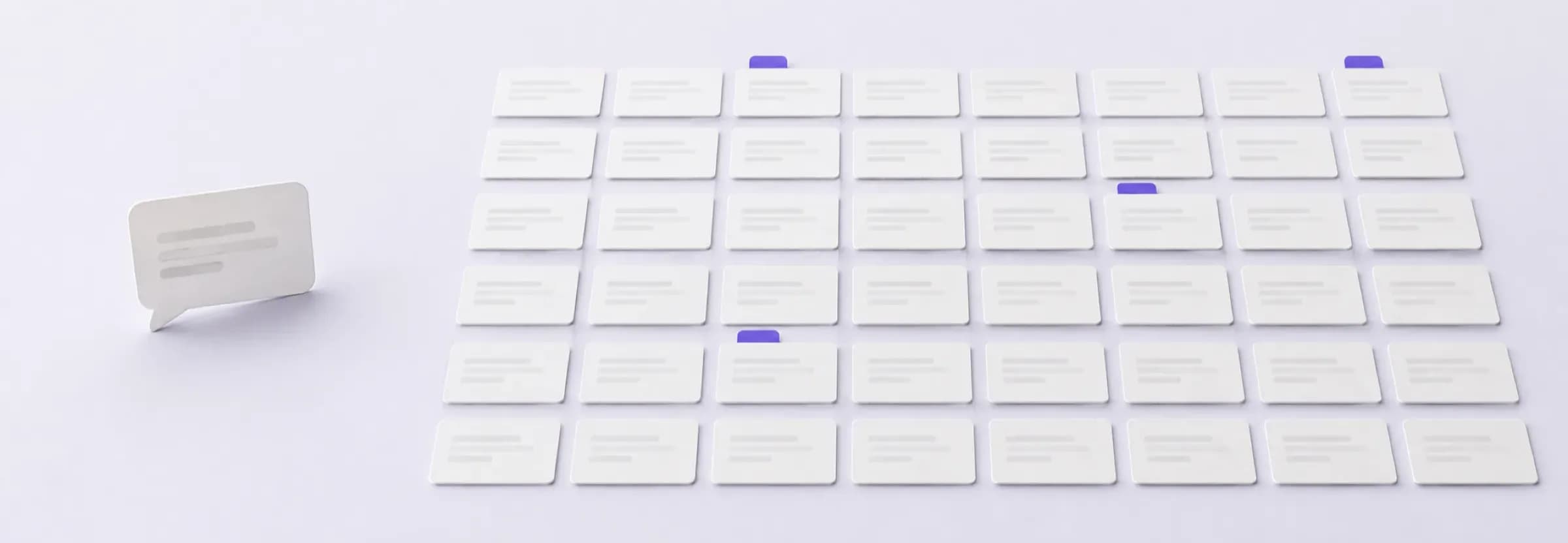 A single chat answer on the left, a whole market of company cards on the right with four matches marked